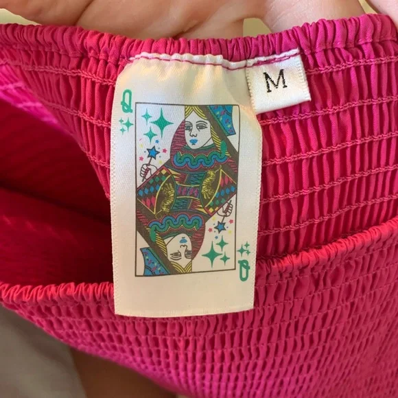 Queen of Sparkles — Hot Pink Cotton Rhinestone Smocked Top — Medium— - Picture 3 of 3